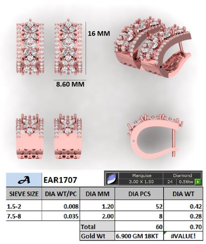 Earrings jewellery CAD design 12 — CAD Verse